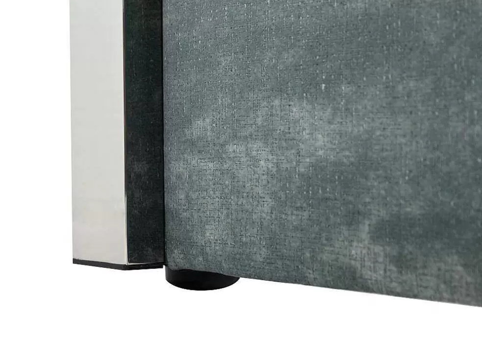 Vente-unique Cama 160 X 200 Cm Com Cabeceira De Cama Costuras Verticais Veludo Azul-Esverdeado - Feroya* Cama Em Veludo