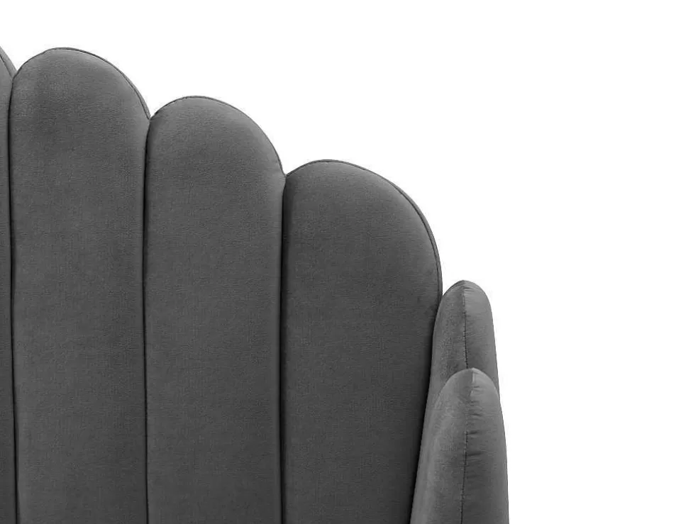 Vente-unique Cama 160 X 200 Cm Com Cabeceira De Cama Ondulada Veludo Cinzento + Colchão - Sagali* Cama Em Veludo