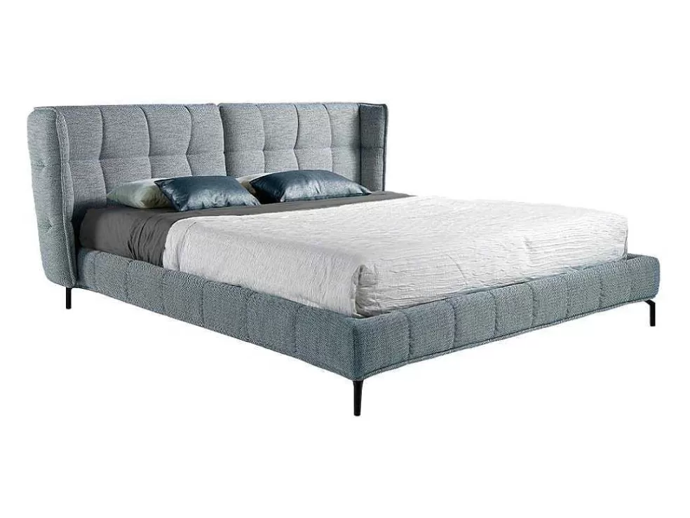 Angel Cerda Cama Acolchoada Em Tecido Azul E Branco 7030* Cama De Adulto