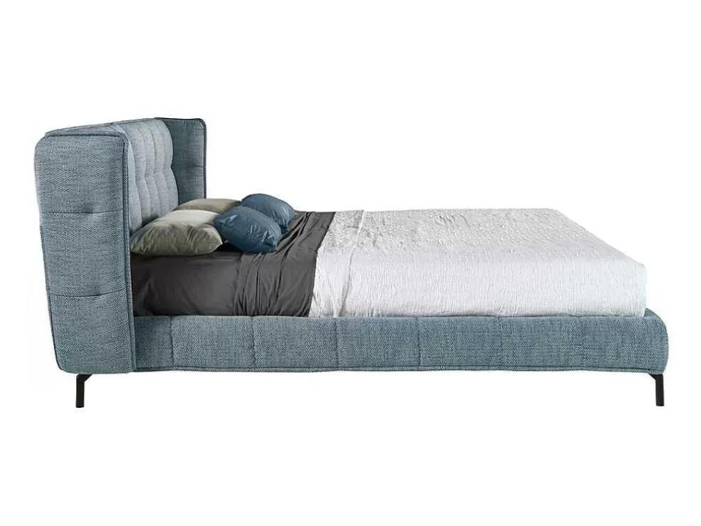 Angel Cerda Cama Acolchoada Em Tecido Azul E Branco 7030* Cama De Adulto