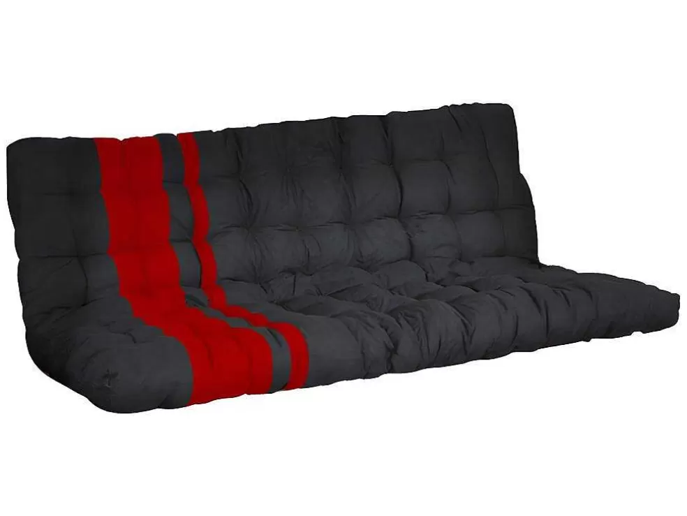 Vente-unique Cama Alta 90 X 190 Cm Com Banco Convertivel Em Metal Preto E Vermelho, Futon E Colchão - Modulo V* Cama Alta