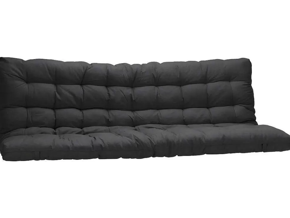 Vente-unique Cama Alta 90 X 190 Cm Com Banco Convertivel Metal Prateado + Futon Preto - Modulo V* Cama Alta