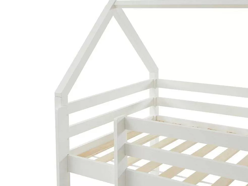 Vente-unique Cama Alta Cabana De 90 X 190 Cm Em Pinho Cor Branco + Colchão - Tarzia* Cama Alta