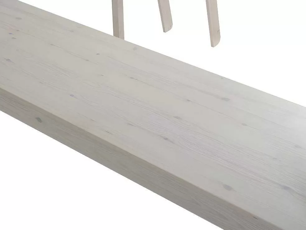 Vente-unique Cama Alta Com Posto De Trabalho 140X190 Cm Em Pinho Macico Branqueado - Gedeon* Cama Alta
