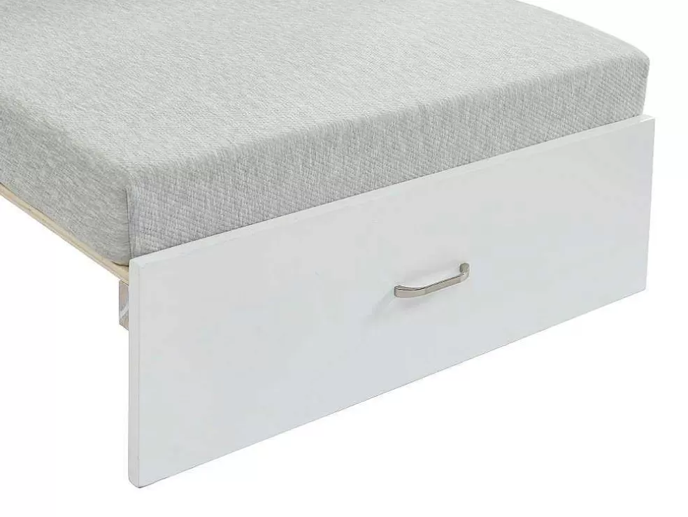 Vente-unique Cama Alta Com Secretária, Sofá Convertivel E Espacos De Arrumação De 90 X 200 Cm Em Pinho Macico Cor Esbranquicado - Goliath Iii* Cama De Criança