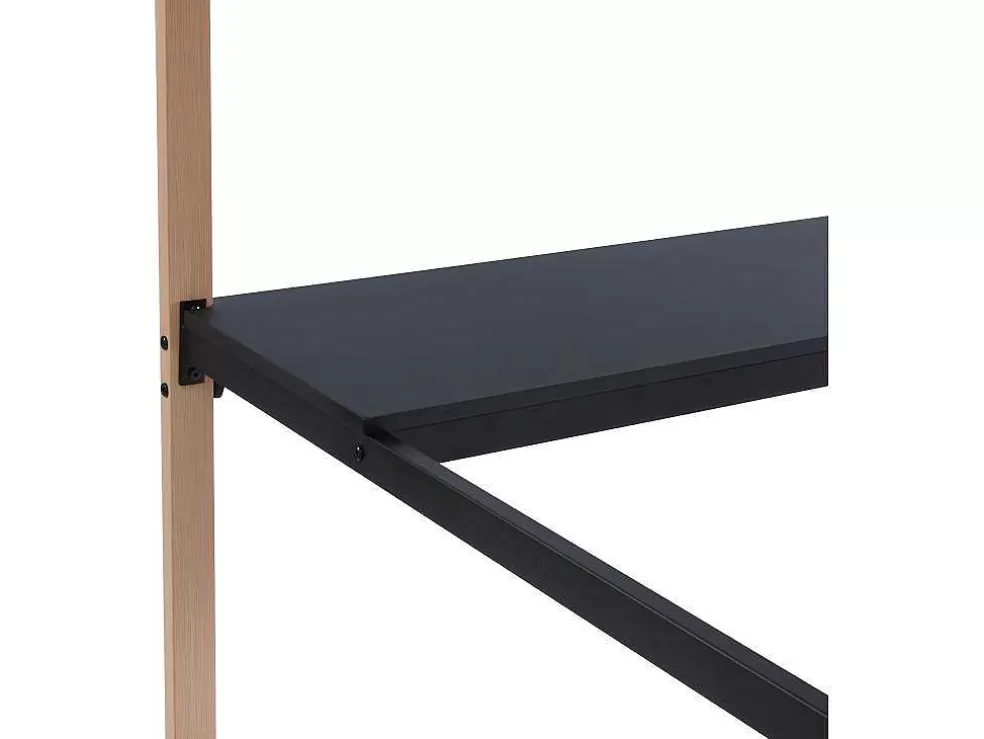 Vente-unique Cama Alta Malicia - 90 X 190 Cm - Secretária Integrada - Preto E Cor Carvalho* Cama Alta