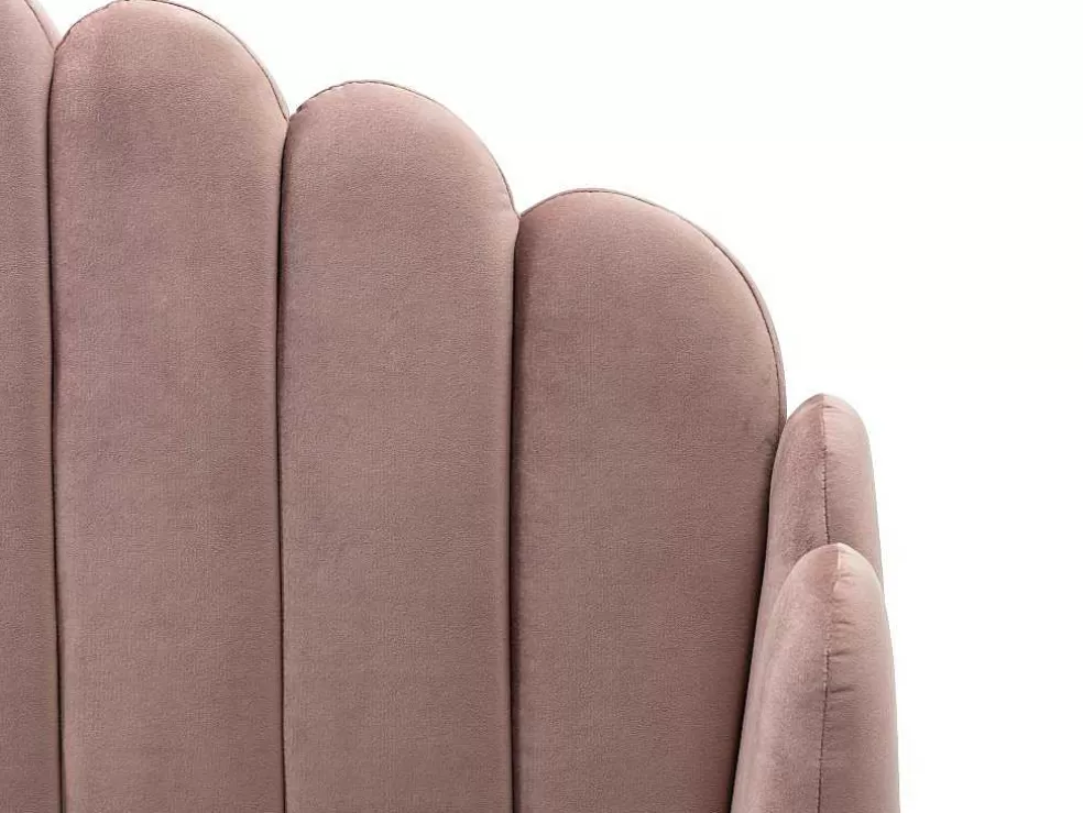 Vente-unique Cama Com Cabeceira De Cama Ondulada De 160 X 200 Cm Em Veludo Cor-De-Rosa Velho - Sagali* Cama Em Veludo