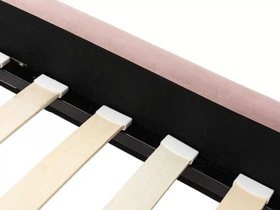 Vente-unique Cama Com Cabeceira De Cama Ondulada De 140 X 190 Cm Em Veludo Cor-De-Rosa Velho - Sagali* Cama Em Veludo