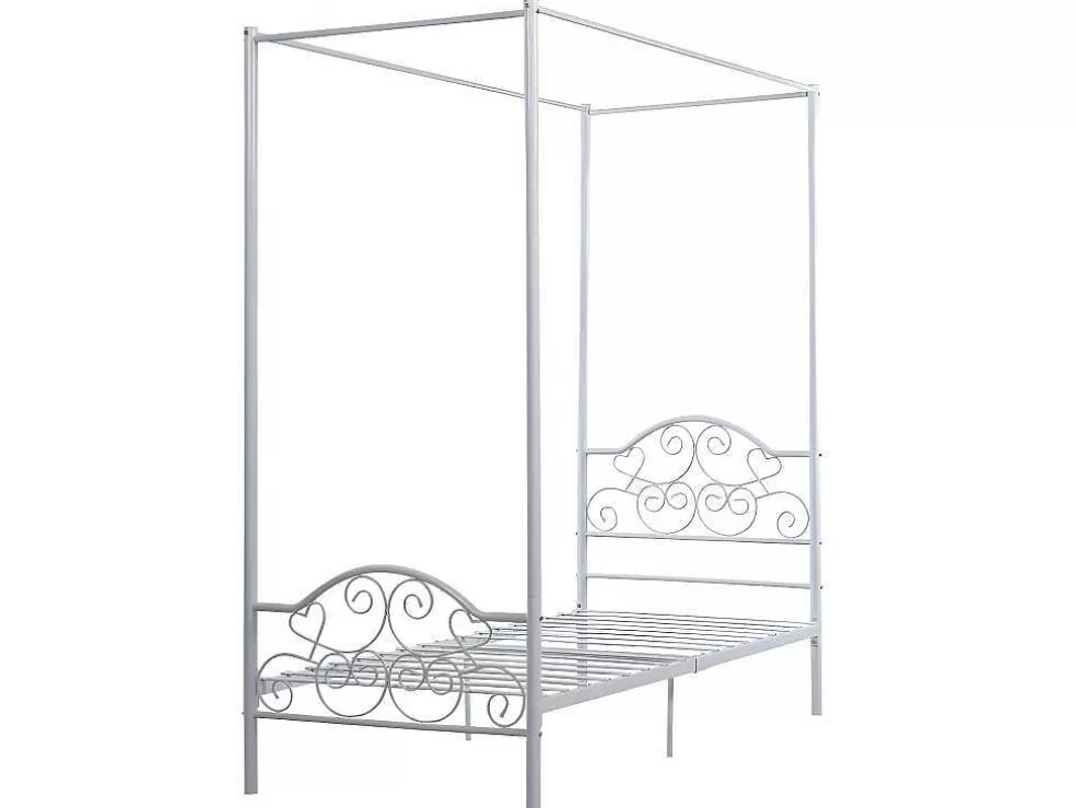 Vente-unique Cama Com Dossel 90X190Cm Em Metal Branco - Leyna* Cama De Criança