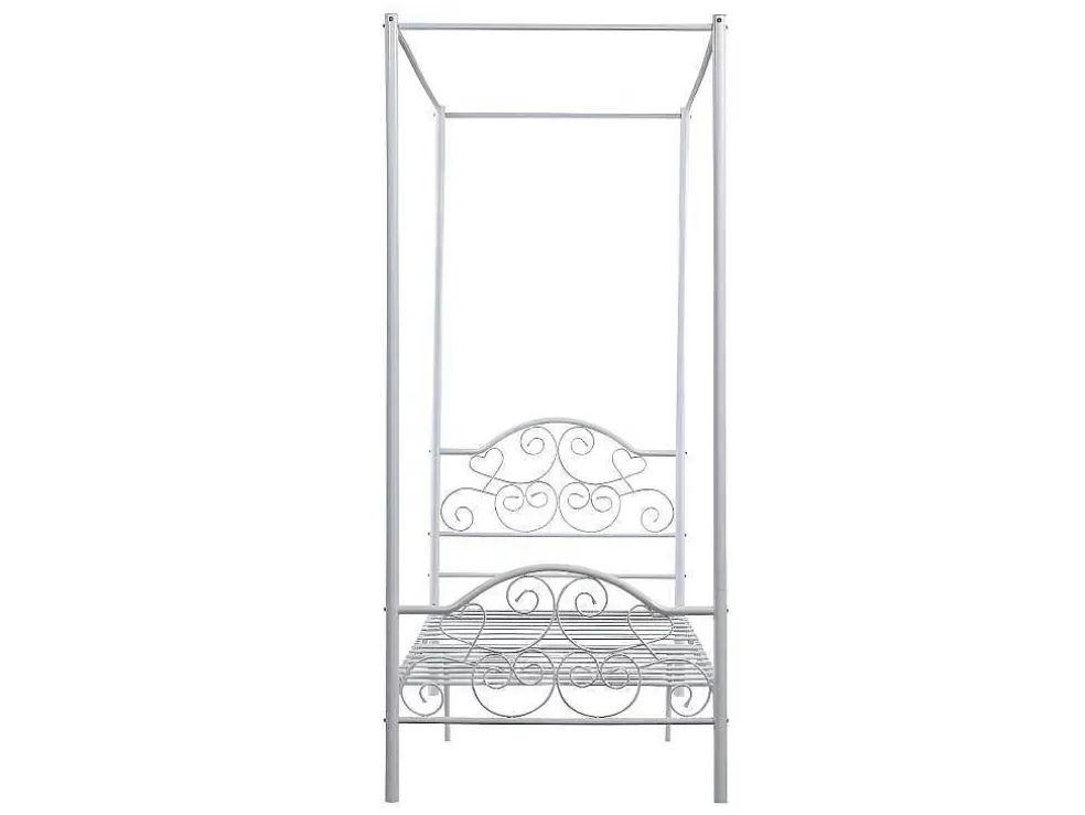 Vente-unique Cama Com Dossel 90X190Cm Em Metal Branco - Leyna* Cama De Criança