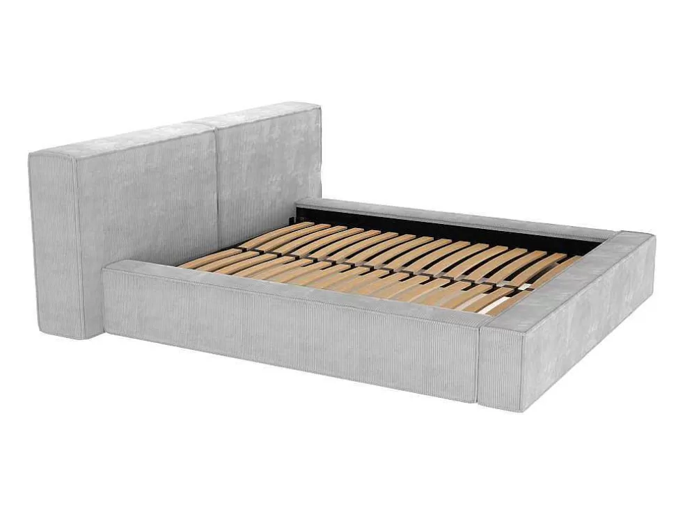 PASCAL MORABITO Cama Com Espaco De Arrumação 180 X 200 Cm Veludo Canelado Cinzento-Claro - Timano* Cama Em Veludo