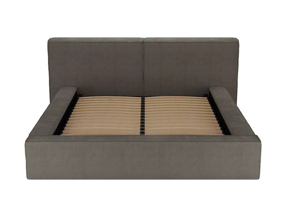 PASCAL MORABITO Cama Com Espaco De Arrumação 180 X 200 Cm Veludo Canelado Taupe - Timano* Cama De Adulto