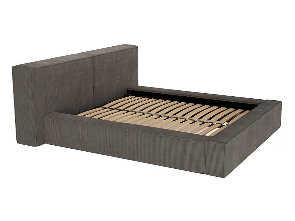 PASCAL MORABITO Cama Com Espaco De Arrumação 180 X 200 Cm Veludo Canelado Taupe - Timano* Cama De Adulto