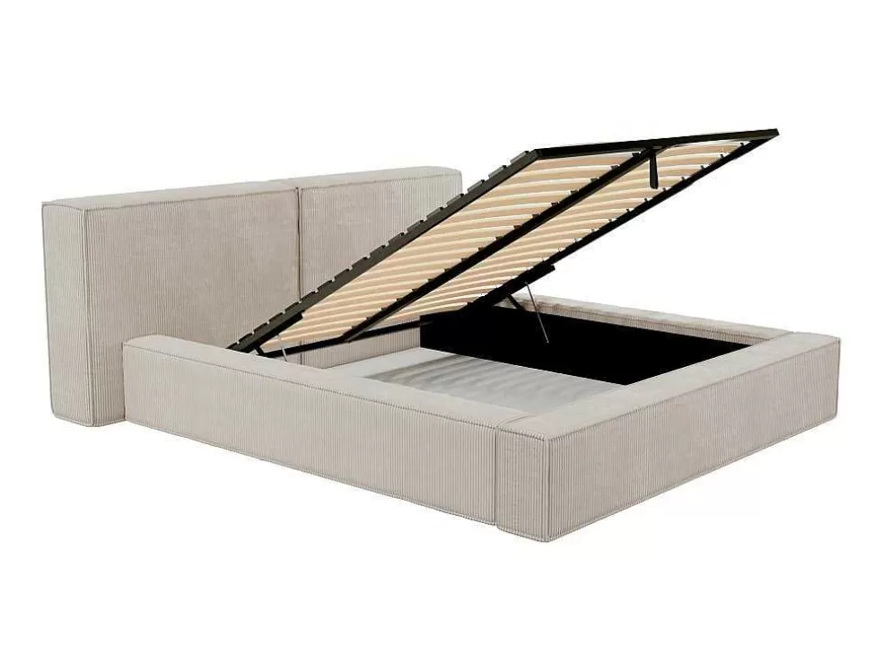 PASCAL MORABITO Cama Com Espaco De Arrumação De 160 X 200 Cm Em Veludo Canelado Cor Bege - Timano* Cama Em Veludo