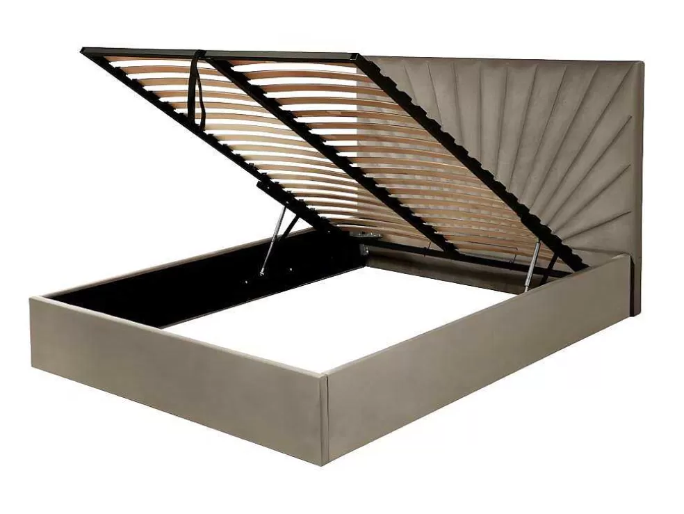 PASCAL MORABITO Cama Com Espaco De Arrumação De 160 X 200 Cm Em Veludo Cor Bege - Rilioda* Cama Em Veludo