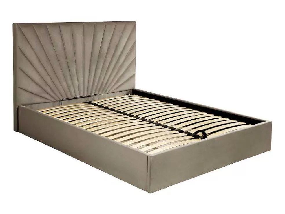 PASCAL MORABITO Cama Com Espaco De Arrumação De 160 X 200 Cm Em Veludo Cor Bege - Rilioda* Cama Em Veludo