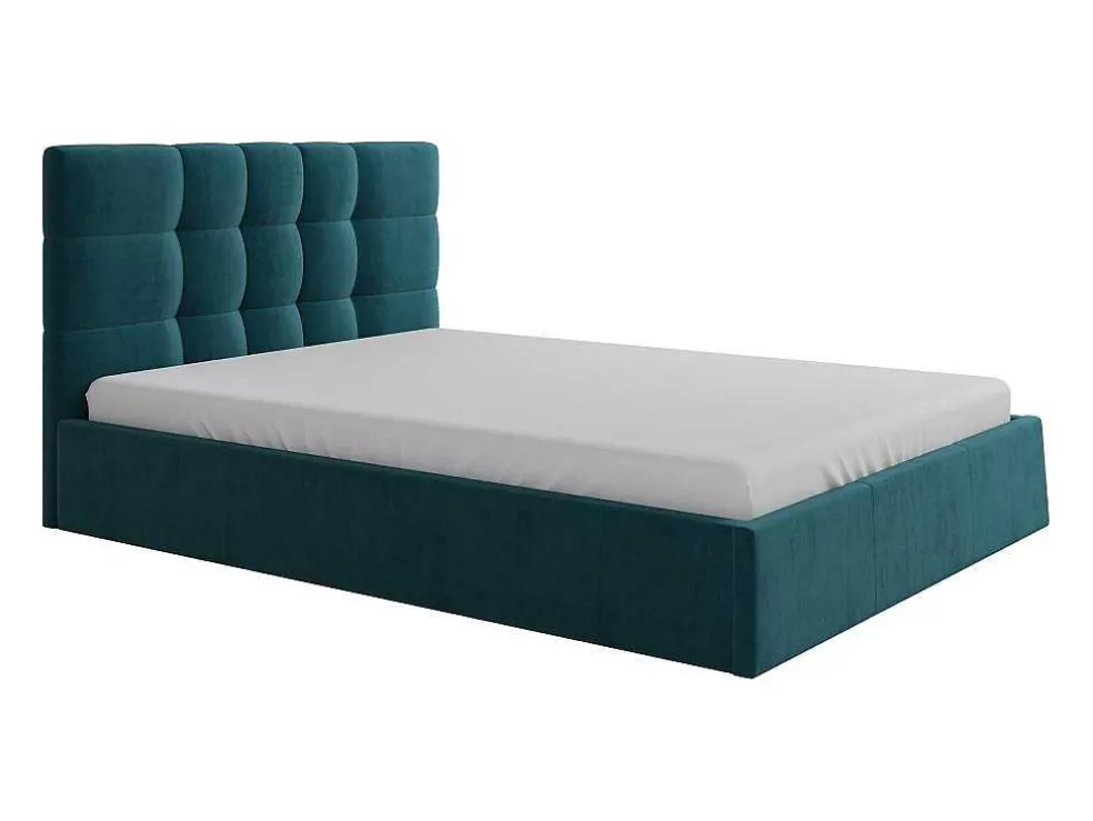 PASCAL MORABITO Cama Com Espaco De Arrumação 140X190 Cm Tecido Azul Esverdeado - Eliava De * Cama De Adulto