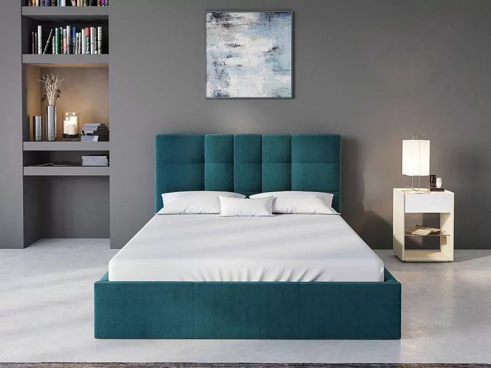 PASCAL MORABITO Cama Com Espaco De Arrumação 140X190 Cm Tecido Azul Esverdeado - Eliava De * Cama De Adulto
