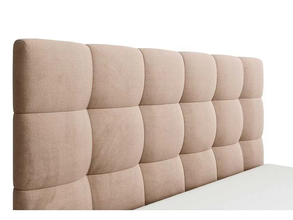PASCAL MORABITO Cama Com Espaco De Arrumação 160X200 Cm Veludo Bege + Colchão - Mirdal De * Cama Em Veludo