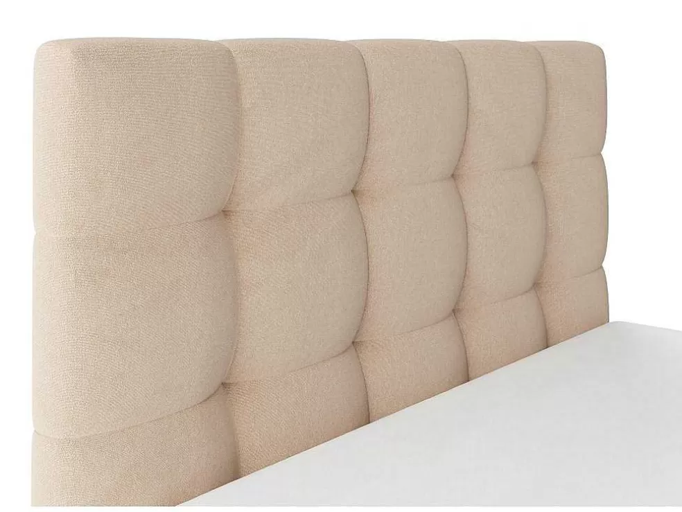 PASCAL MORABITO Cama Com Espaco De Arrumação 140X190 Cm Veludo Bege + Colchão - Mirdal De * Cama Em Veludo