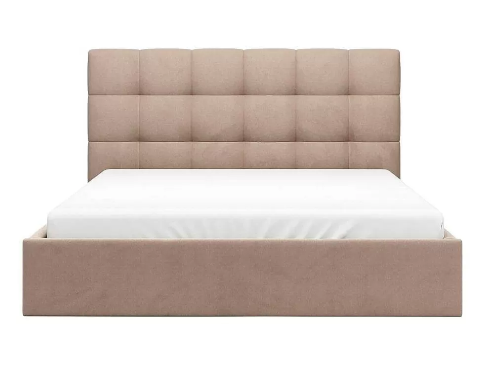 PASCAL MORABITO Cama Com Espaco De Arrumação 160X200 Cm Veludo Bege + Colchão - Mirdal De * Cama Em Veludo