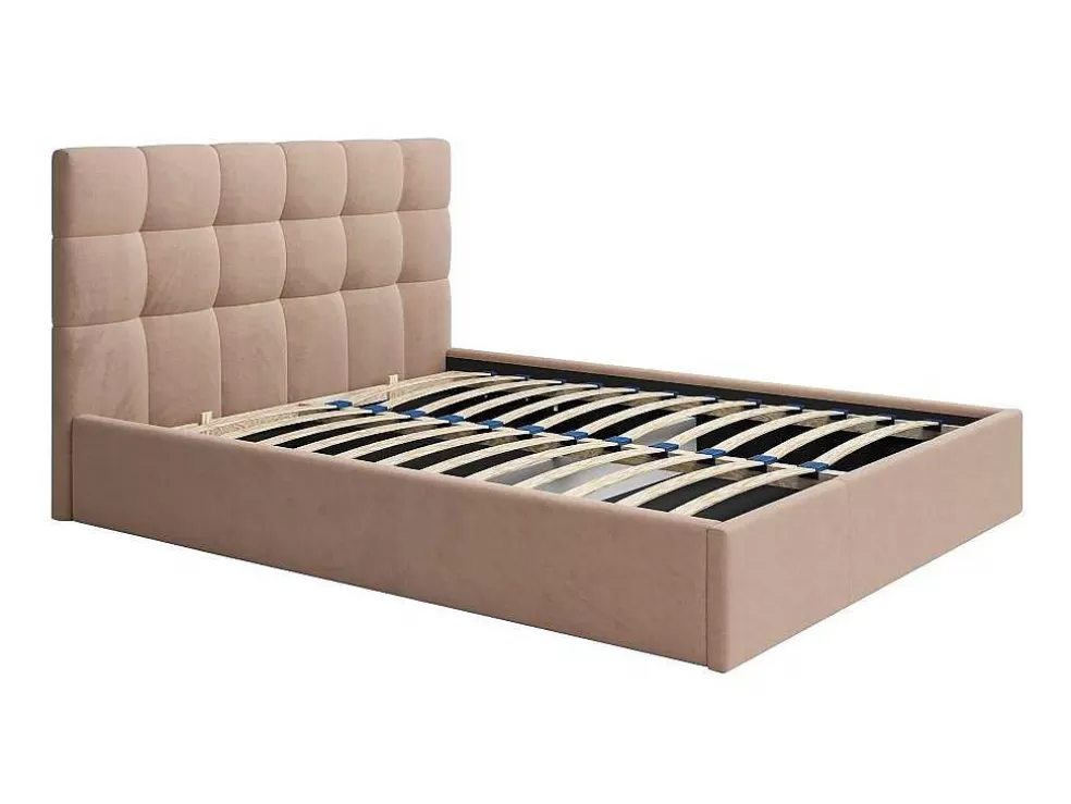 PASCAL MORABITO Cama Com Espaco De Arrumação 160X200 Cm Veludo Bege + Colchão - Mirdal De * Cama Em Veludo