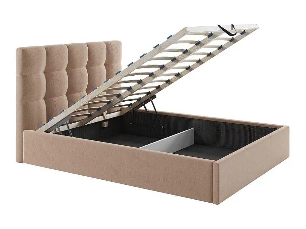 PASCAL MORABITO Cama Com Espaco De Arrumação 140X190 Cm Veludo Bege - Mirdal De * Cama Em Veludo