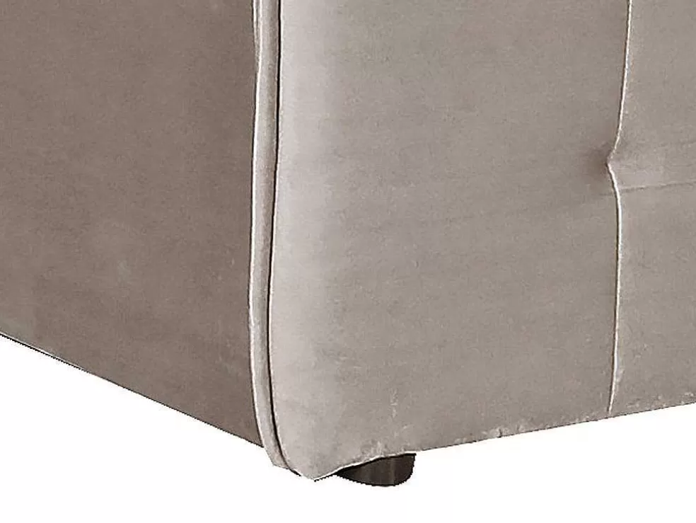 Vente-unique Cama Com Espaco De Arrumação 140X200 Cm Veludo Bege - Oleria* Cama Em Veludo