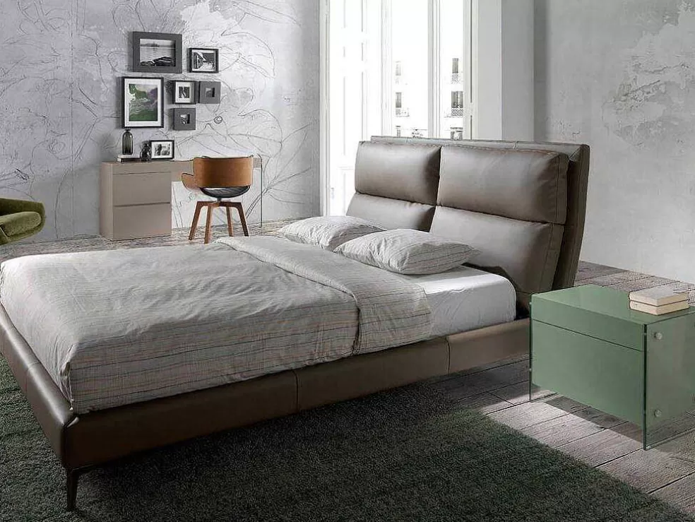 Angel Cerda Cama Com Estrutura De Madeira De Pinho Estofada Em Couro Ecologico 7014* Cama De Adulto