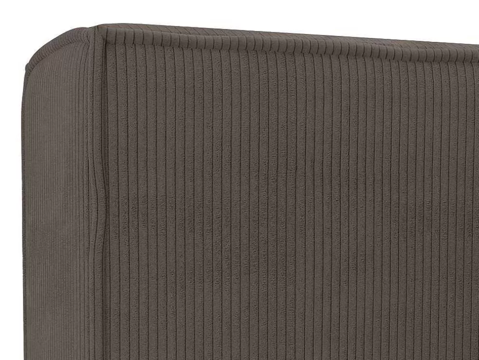 PASCAL MORABITO Cama Com Gaveta 180 X 200 Cm Veludo Canelado Taupe + Colchão - Timano* Cama Em Veludo