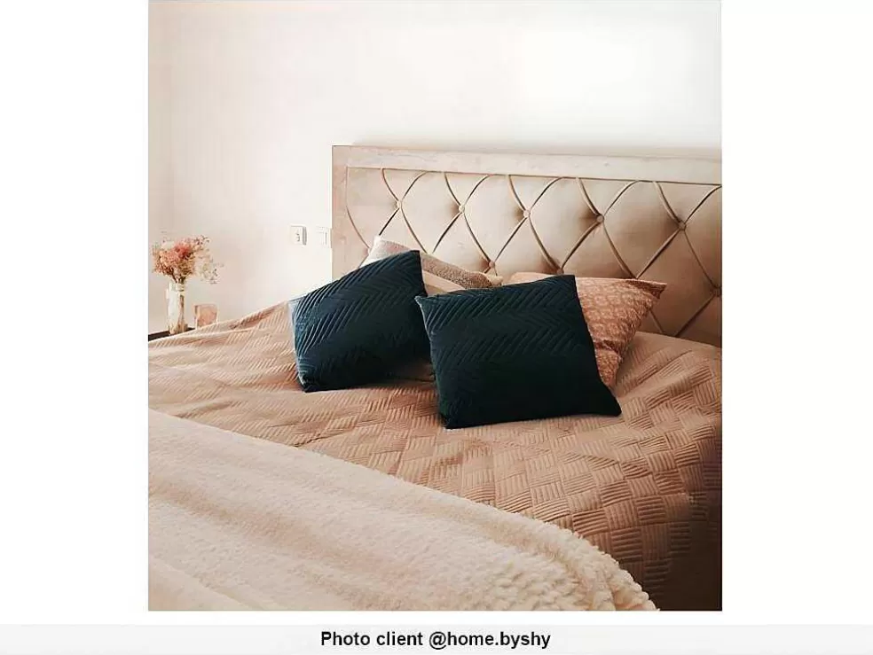 Vente-unique Cama Com Gavetas 180 X 200 Cm Tecido Veludo Champagne + Colchão - Leopold* Cama Em Veludo