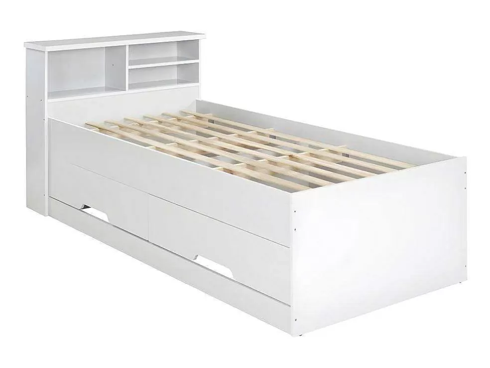 Vente-unique Cama Com Gavetas E Arrumação 90X190 Cm Branco - Boris* Cama De Criança