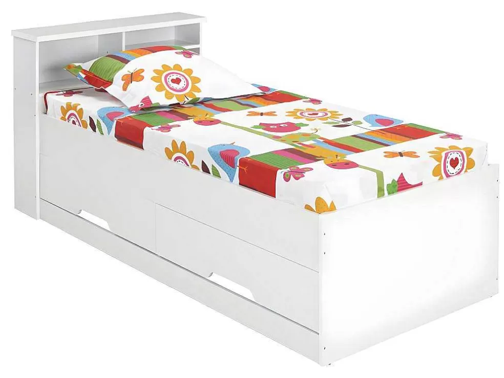 Vente-unique Cama Com Gavetas E Arrumação 90X190 Cm Branco - Boris* Cama De Criança