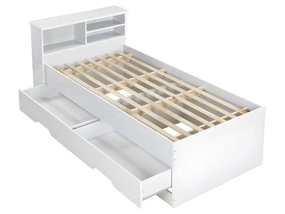 Vente-unique Cama Com Gavetas E Arrumação 90X190 Cm Branco - Boris* Cama De Criança