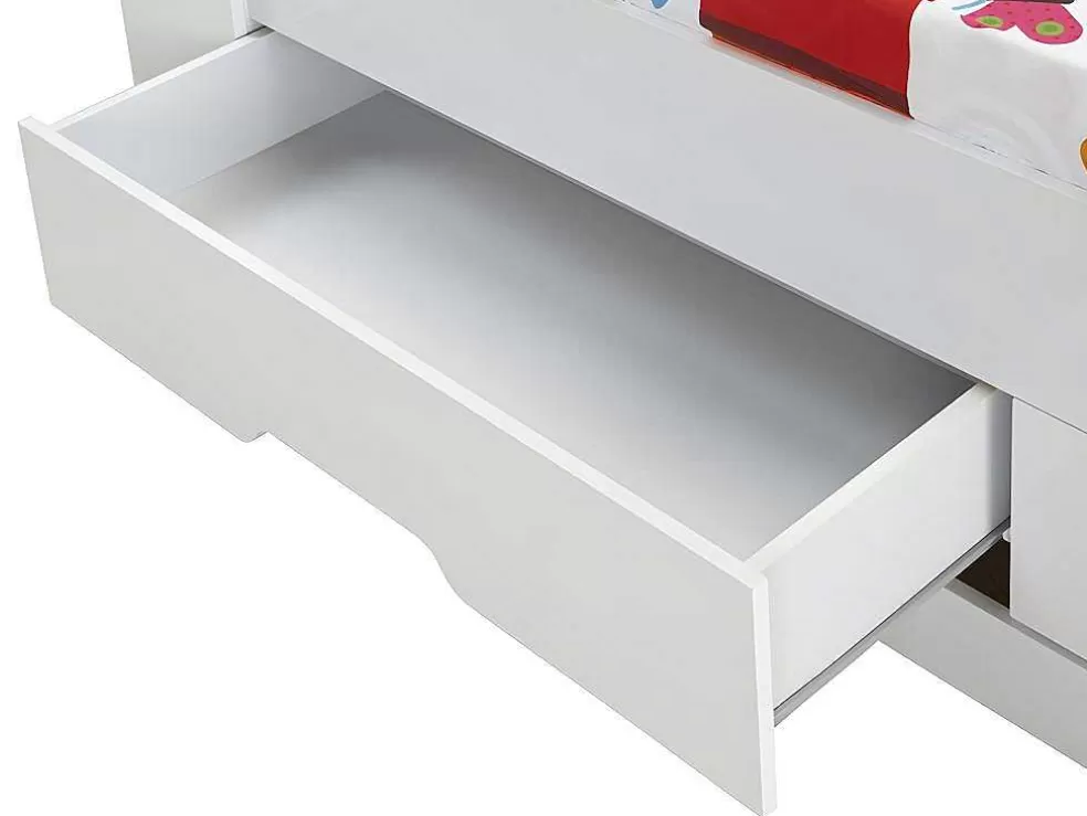 Vente-unique Cama Com Gavetas E Arrumação 90X190 Cm Branco - Boris* Cama De Criança