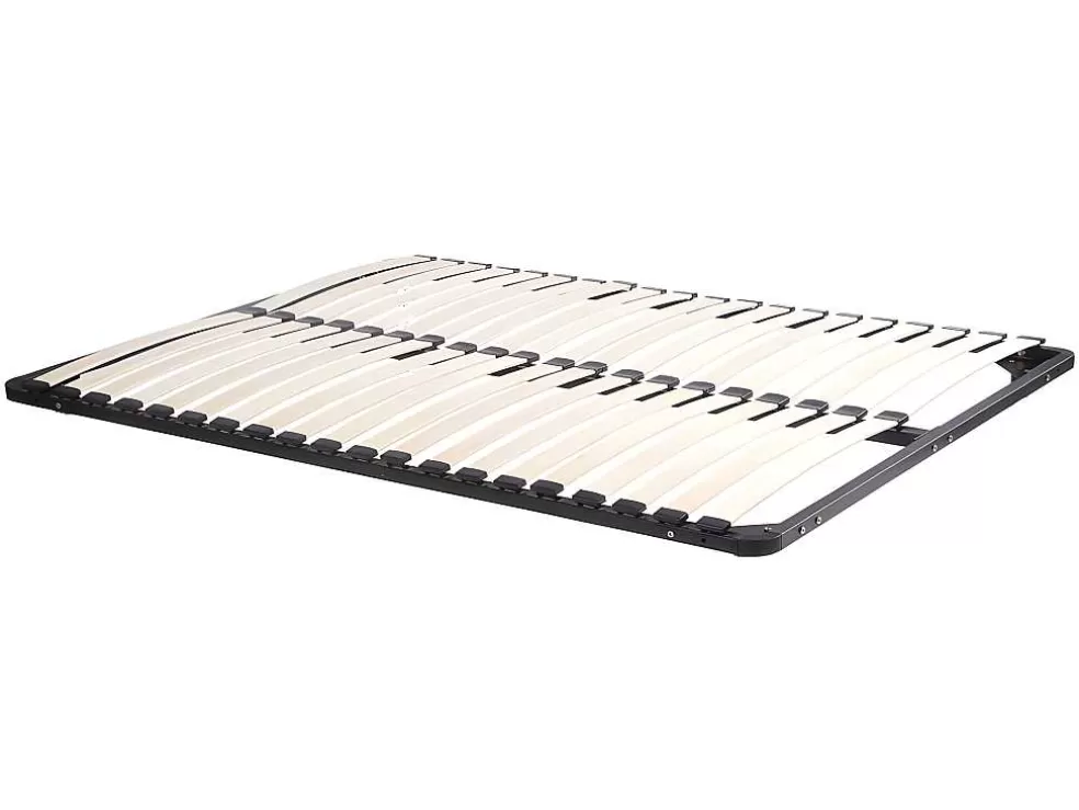 Vente-unique Cama Com Mesas De Cabeceira 160 X 200 Cm, 2 Gavetas, Com Leds, Cor Natural E Antracite + Estrado De Ripas - Francoli* Cama De Adulto