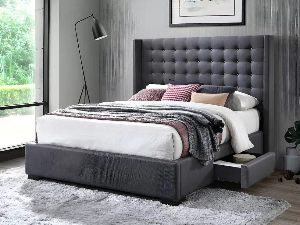 Vente-unique Cama Com Secretária E Arrumação Incluidas 90X200 Cm Branco E Natural + Colchão + Sommier - Gisele* Cama De Adulto