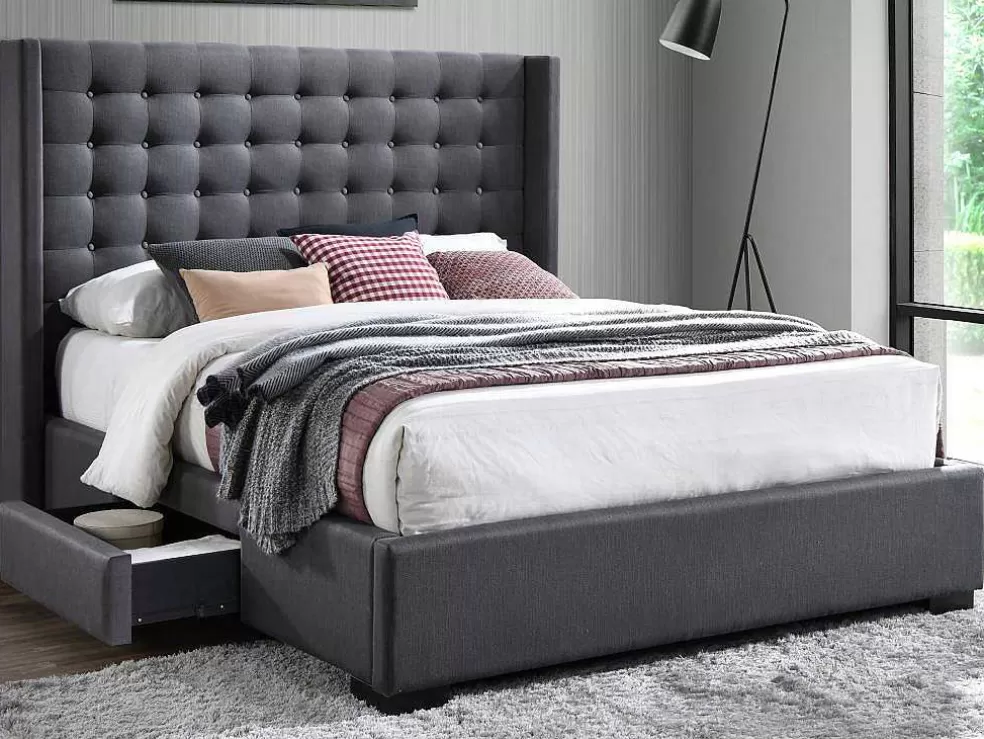 Vente-unique Cama Com Secretária E Arrumação Incluidas 90X200 Cm Branco E Natural + Colchão + Sommier - Gisele* Cama De Adulto