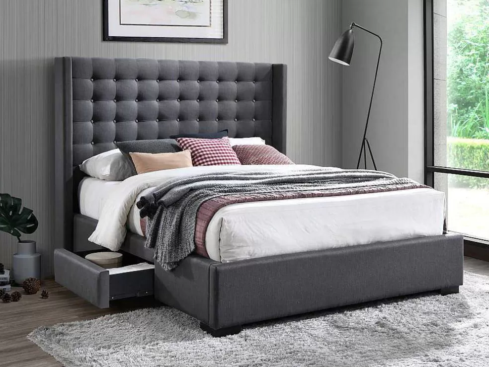 Vente-unique Cama Com Secretária E Arrumação Incluidas 90X200 Cm Branco E Natural + Colchão + Sommier - Gisele* Cama De Adulto