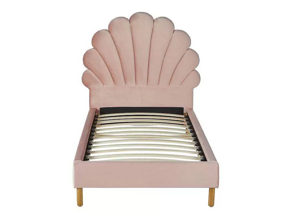 Vente-unique Cama Concha De 90X190 Cm Em Veludo - Rosa + Colchão - Moana* Cama Em Veludo