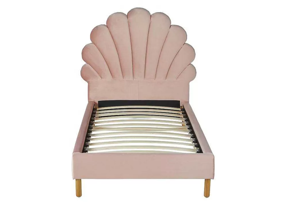Vente-unique Cama Concha De 90X190 Cm Em Veludo Cor Rosa - Moana* Cama De Criança
