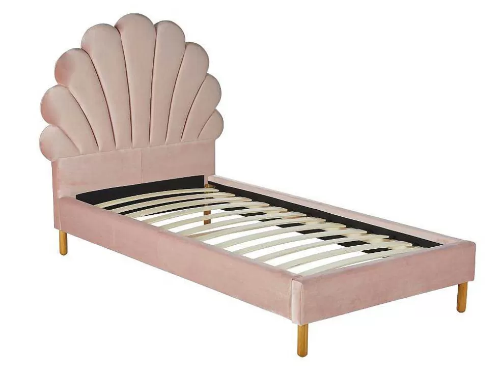 Vente-unique Cama Concha De 90X190 Cm Em Veludo Cor Rosa - Moana* Cama De Criança
