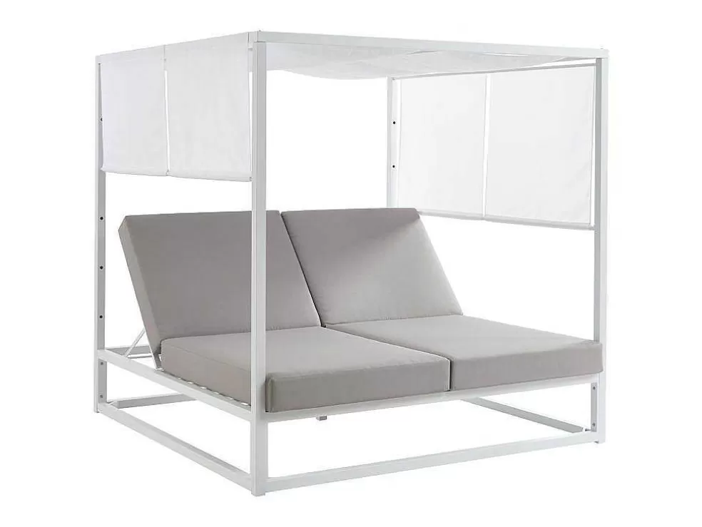 MYLIA Cama De Jardim Com Dossel Aluminio Branco E Cinza - Livadis De * Espreguiçadeira