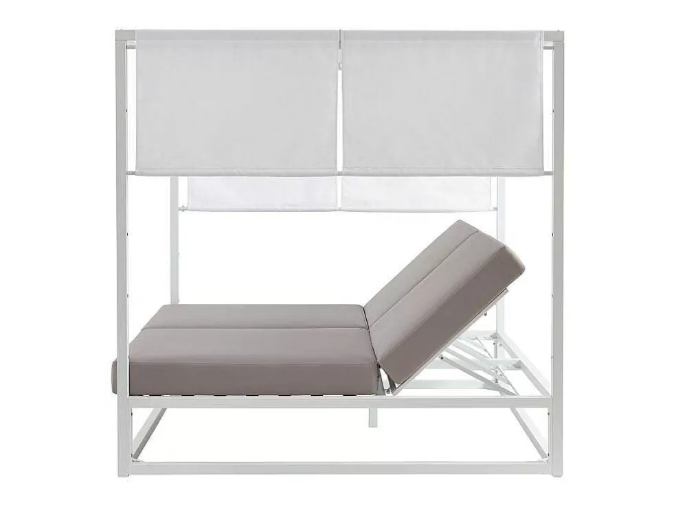 MYLIA Cama De Jardim Com Dossel Aluminio Branco E Cinza - Livadis De * Espreguiçadeira