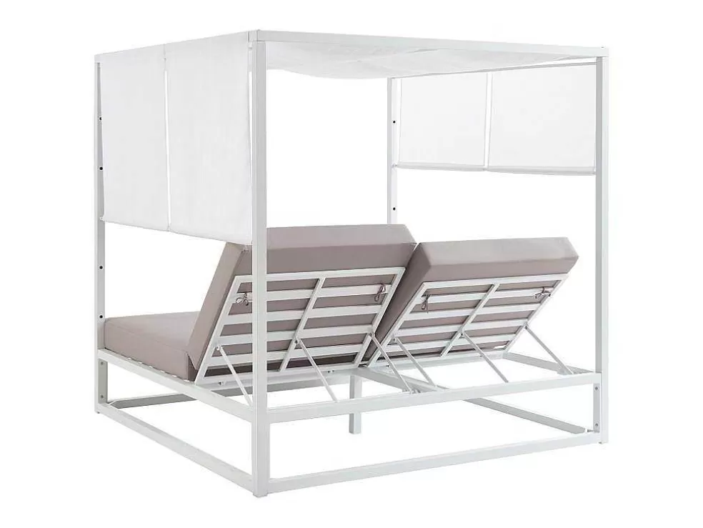 MYLIA Cama De Jardim Com Dossel Aluminio Branco E Cinza - Livadis De * Espreguiçadeira