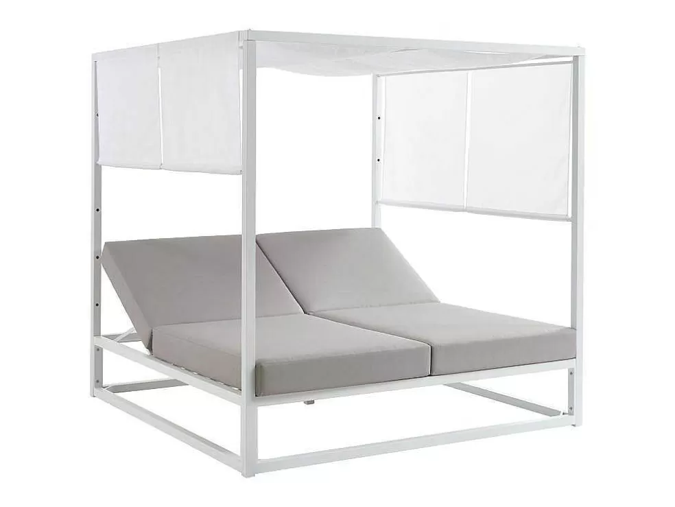 MYLIA Cama De Jardim Com Dossel Aluminio Branco E Cinza - Livadis De * Espreguiçadeira