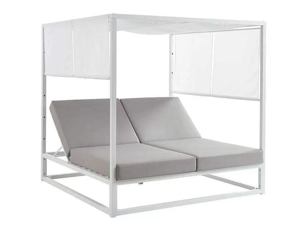 MYLIA Cama De Jardim Com Dossel Aluminio Branco E Cinza - Livadis De * Espreguiçadeira