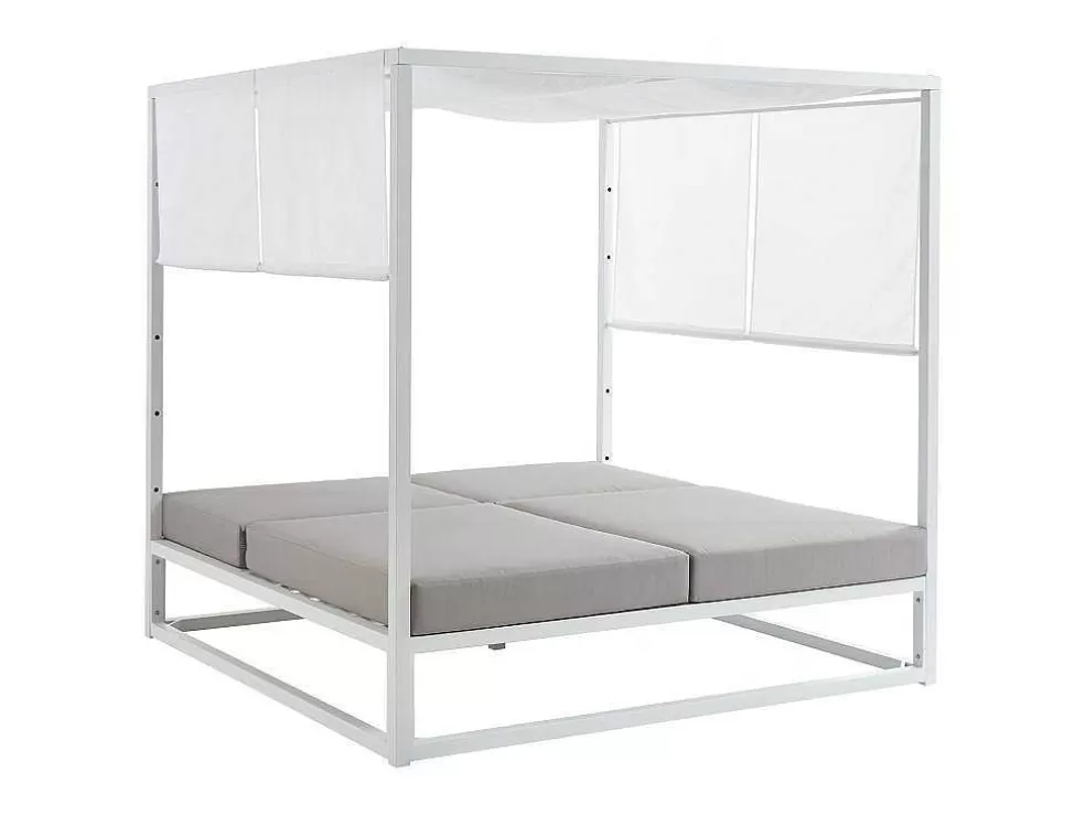 MYLIA Cama De Jardim Com Dossel Aluminio Branco E Cinza - Livadis De * Espreguiçadeira