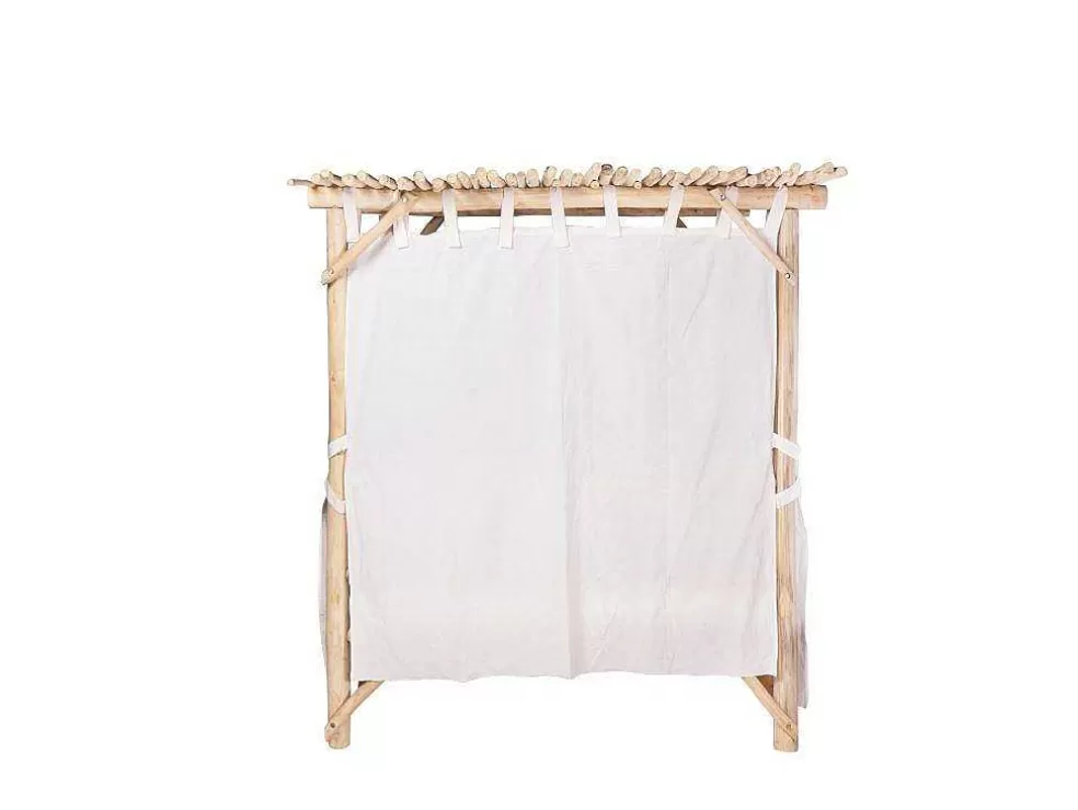 MYLIA Cama De Jardim Com Dossel Em Teca Cor Natural Claro E Branco - Tulum* Espreguiçadeira