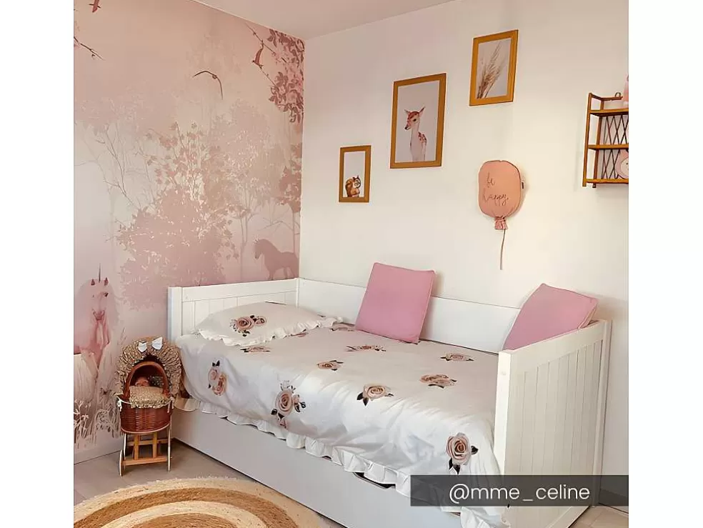 Vente-unique Cama Dupla Banco Com Gaveta De 2 X 90 X 200 Cm Em Pinho E Mdf Cor Branco - Alfiero* Cama Dupla